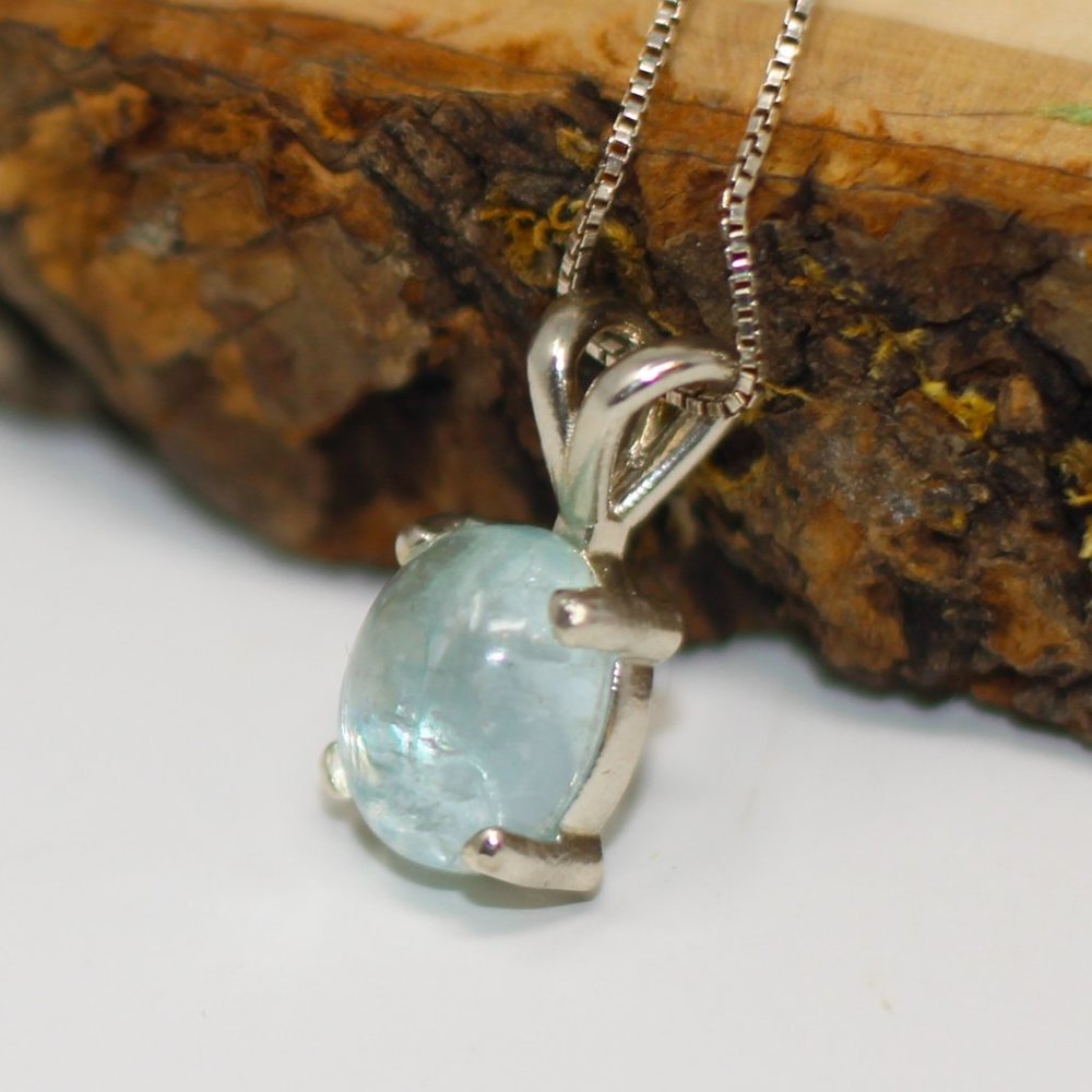 Dainty Aquamarine Necklace 925 Sterling Silver March Birthstone Necklace